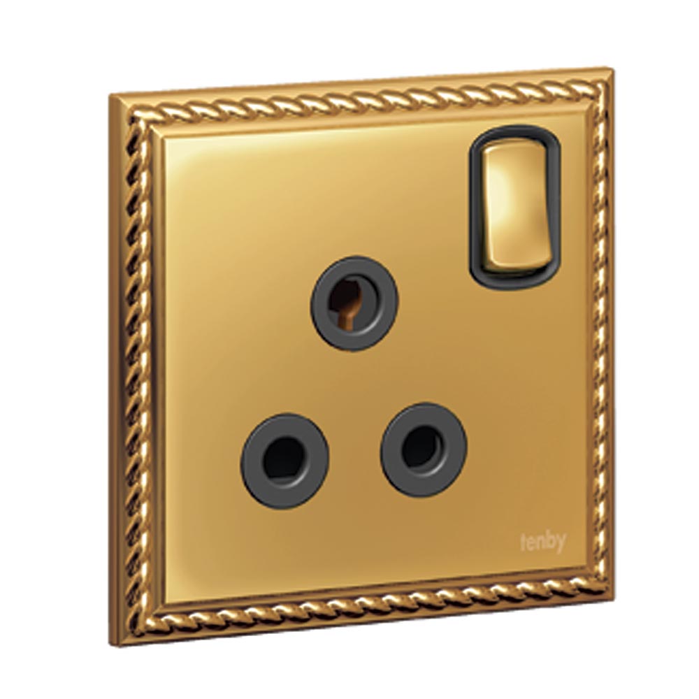 Tenby Socket outlet 15 A - 250 V 1 gang - switched Classic Brass