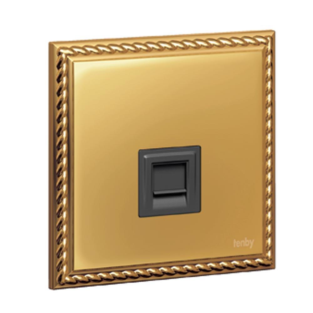 Tenby Data sockets RJ 45 single Classic Brass