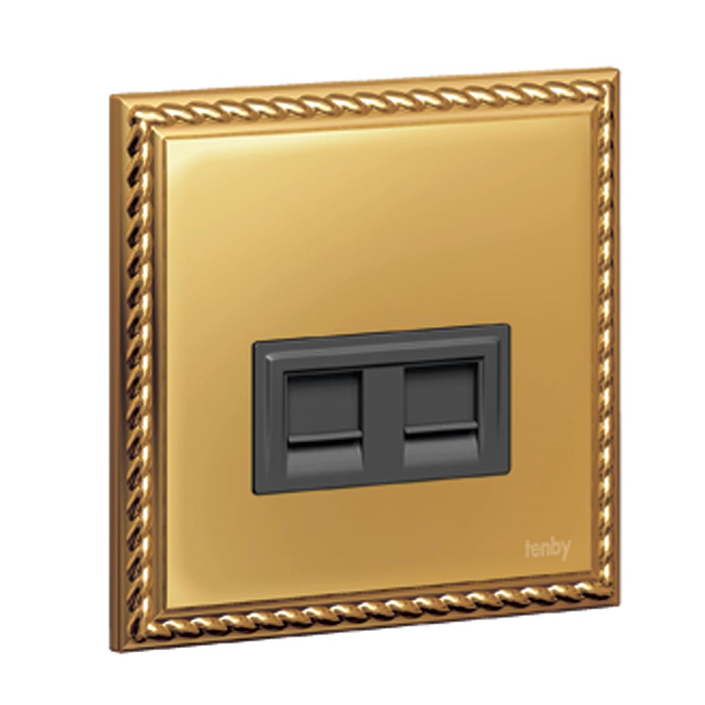 Tenby Data sockets RJ 45 double classic brass