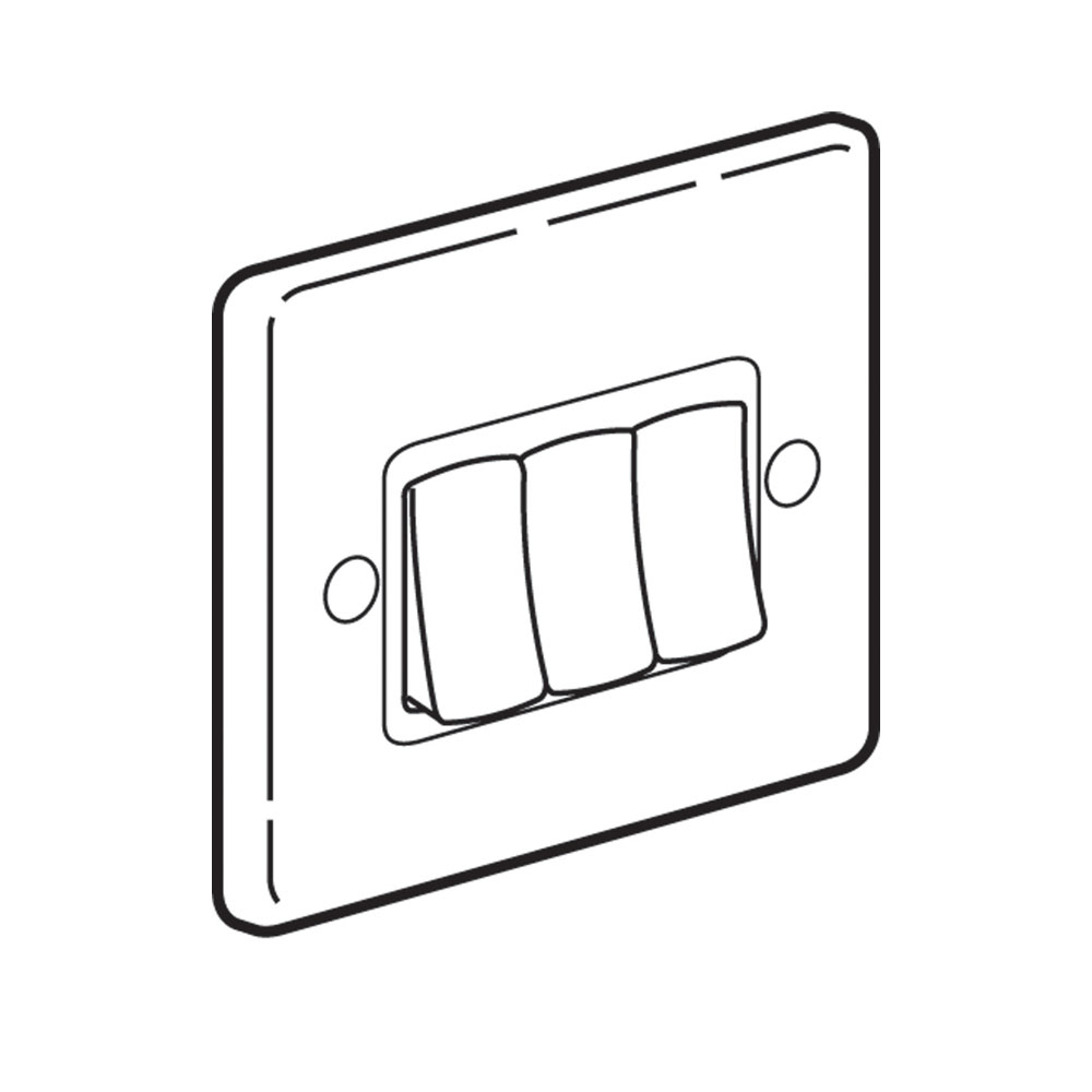 Tenby Plate switches 10 AX - 250 V 3 gang - 2 way Satin Brass