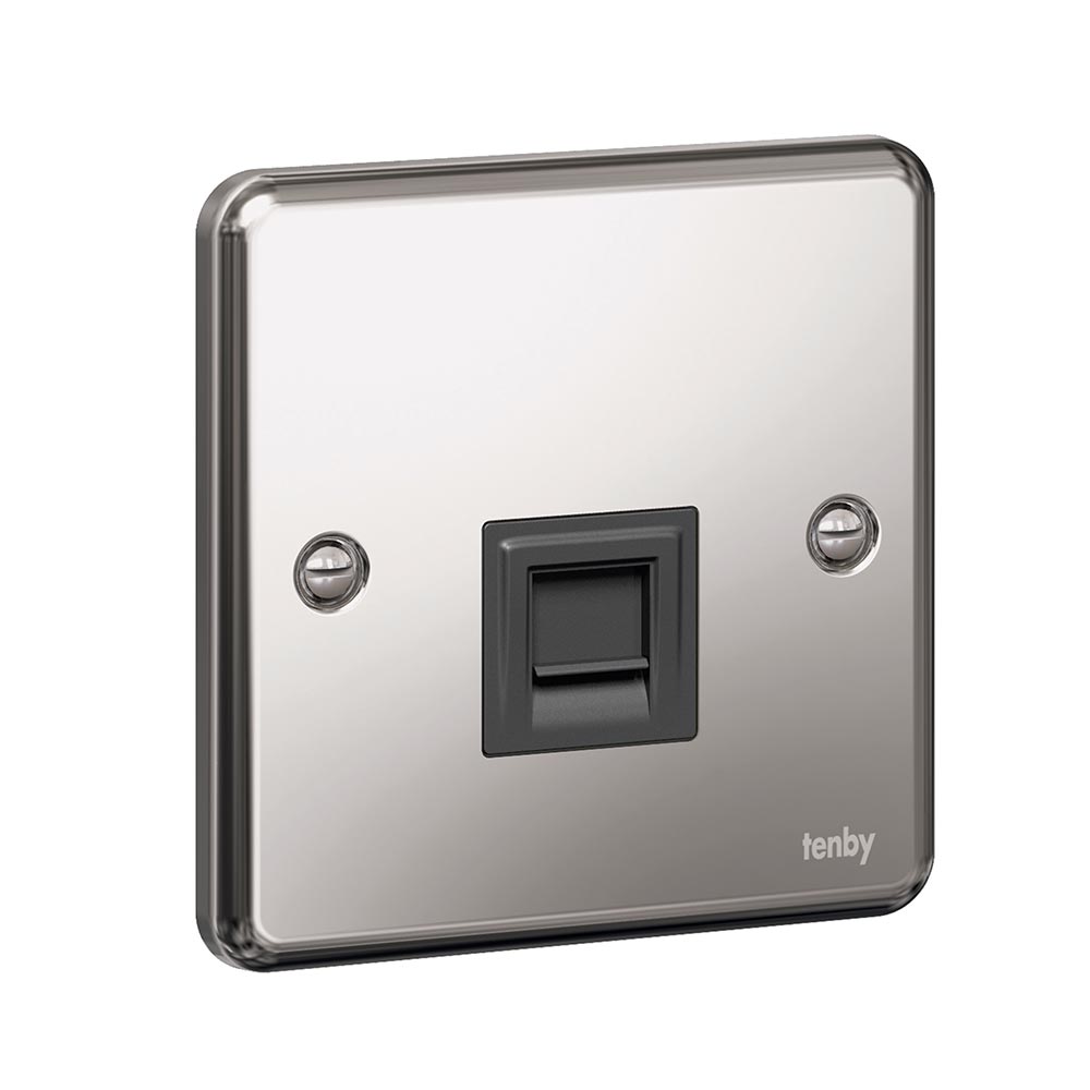 Tenby Data sockets RJ 45 single Brushed Stainless Steel