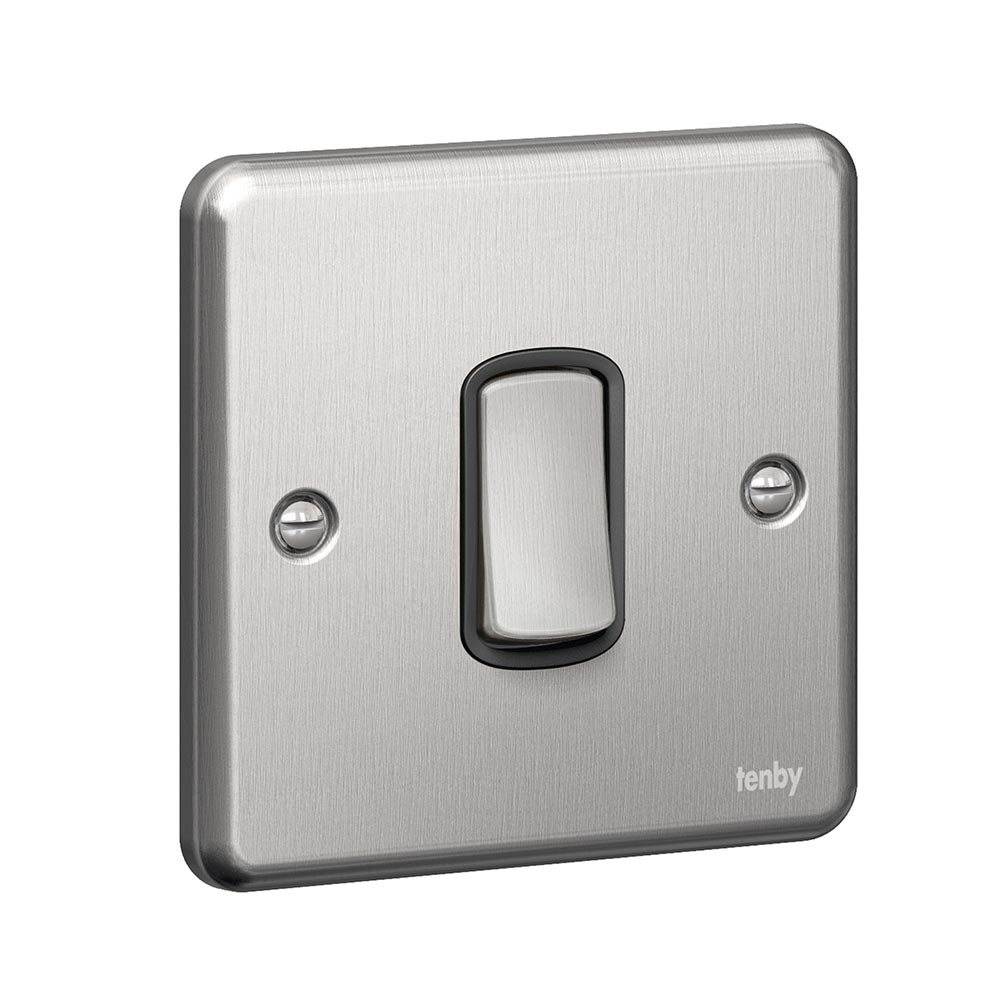 Tenby Plate switches 10 AX - 250 V 1 gang - intermediate polished stainless steel