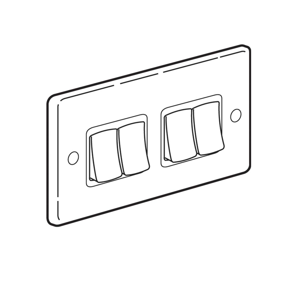 Tenby Plate switches 10 AX - 250 V 4 gang - 2 way Polished Stainless Steel