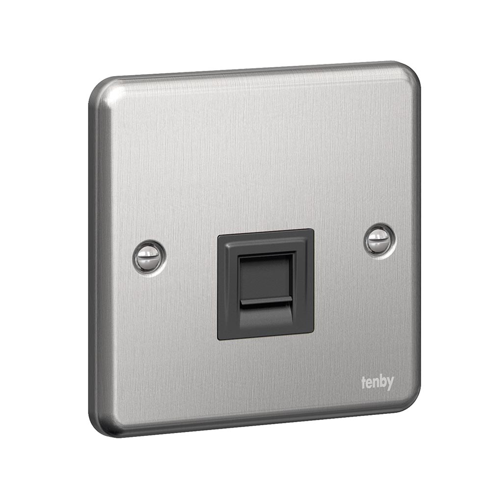 Tenby Telephone sockets Single master UK Brushed Stainless Steel